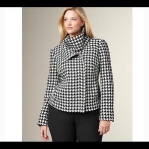 Talbots Houndstooth Moto Zipper Jacket 